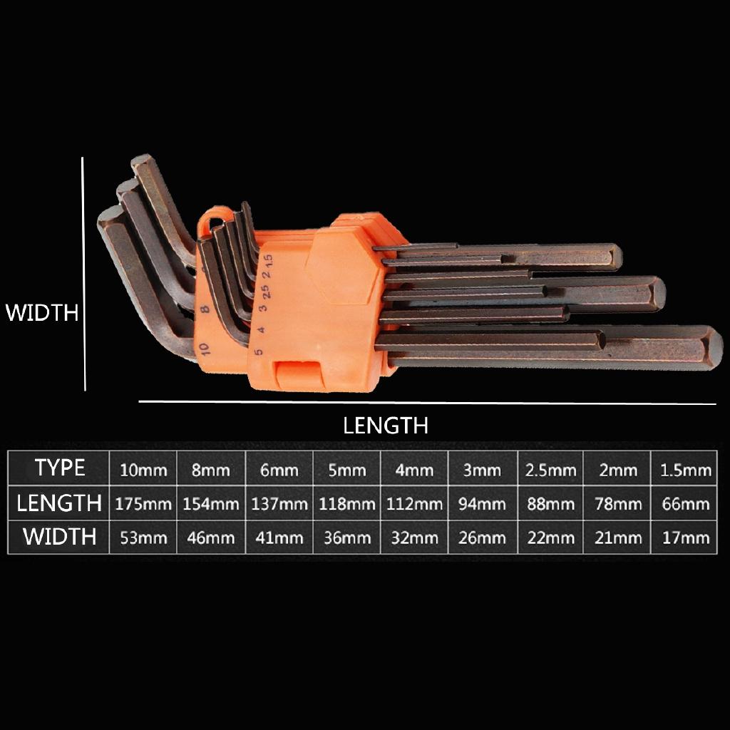 9 шт. Набор шестигранных ключей Allen Extra-long Arm AllenTorque Sae Metric Torx Широко