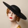 Solid Color Mesh Hat Wide Brim Masquerade Top Hat Fashion Vintage Fascinator Hat  Girl