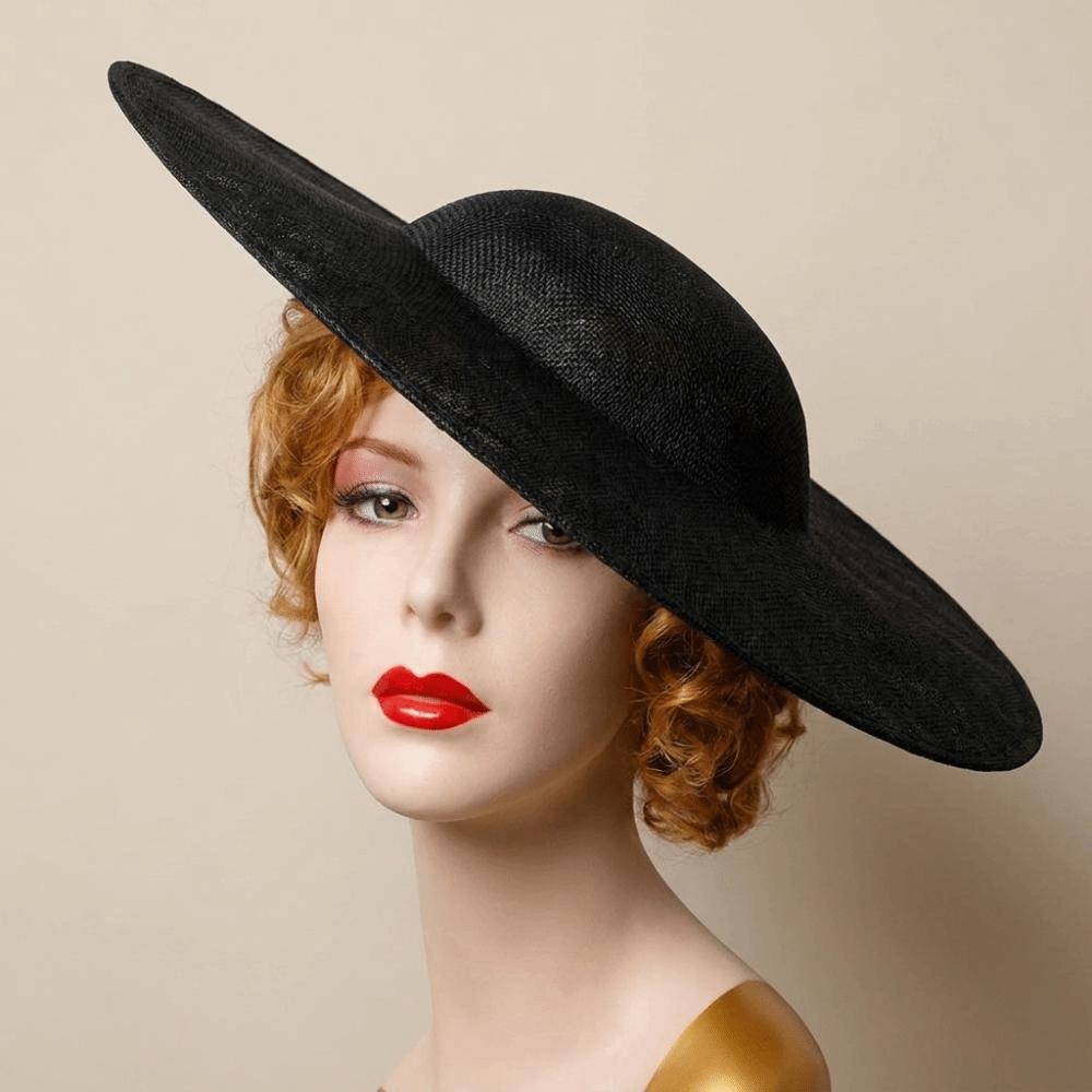 Solid Color Mesh Hat Wide Brim Masquerade Top Hat Fashion Vintage Fascinator Hat  Girl