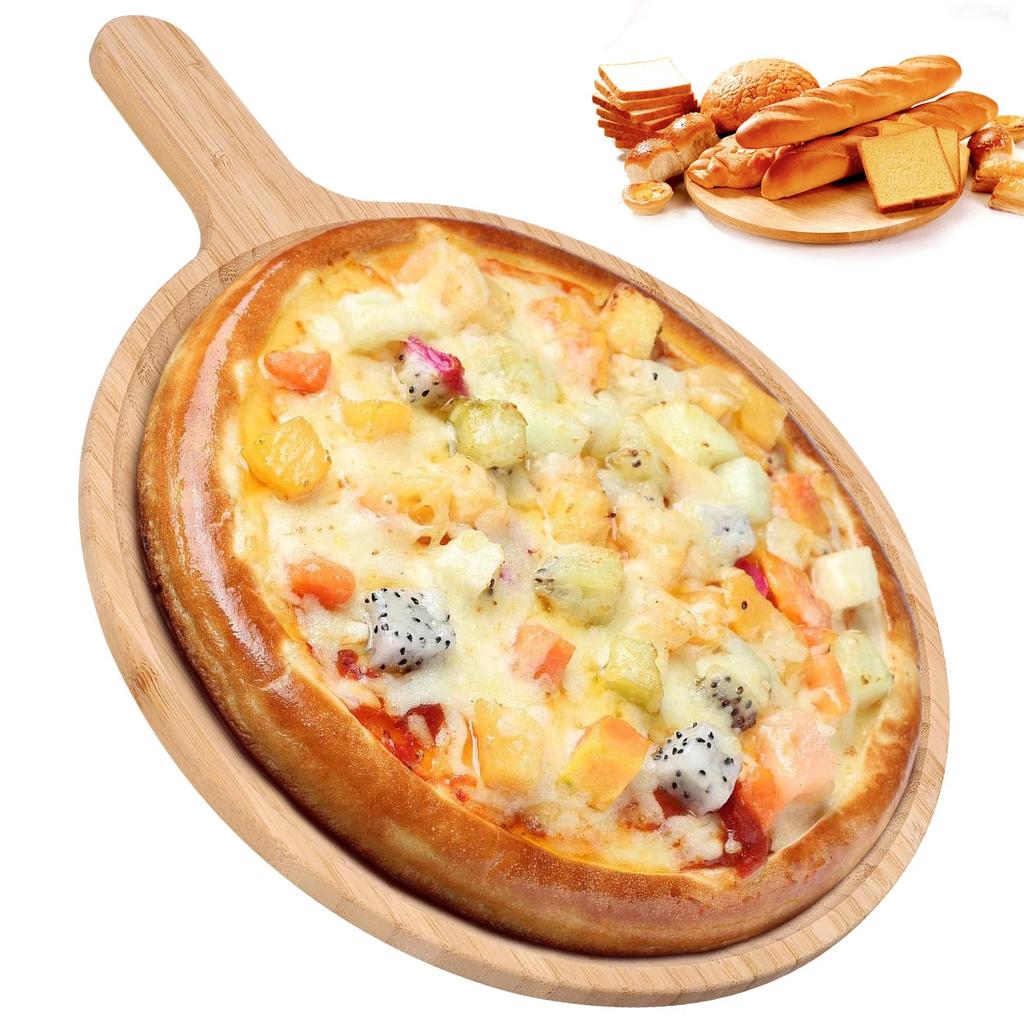 1 шт. деревянная круглая доска для пиццы с ручным противнем для выпечки, разделочная доска из камня для пиццы, форма для выпечки пиццы, торта, полезные кухонные гаджеты