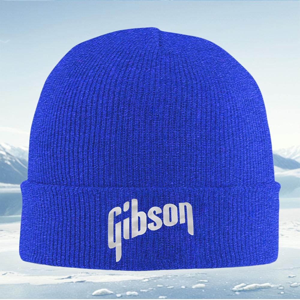 Дизайн текстового логотипа Gibson белая Шапка-бини для мужчин, женщин, унисекс Зимняя теплая шапка-колпак для Рождества, улицы, велоспорта