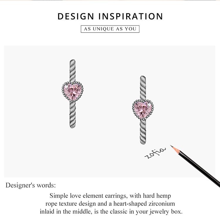 Bisaer Серьги Pure Love из стерлингового серебра 925 пробы с розовым драгоценным камнем и цирконием, круглые серьги с пряжкой для женщин, свадебные эффектные ювелирные изделия