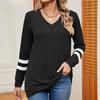 Женская Мода Повседневные Весенне-Осенние Пуловеры с Длинным Рукавом и V-образным Вырезом Блузки и Рубашки