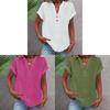 Summer Women Shirt With Stand Collar Short Sleeve Cotton Blended Fabric For Casual Wear