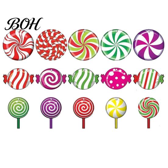 Holiday Party Supplies Wooden Christmas Balls, Candy Stripe Tree Hanging Ornaments, Ornaments Macaron Color Festive Pendant for Home Decorations