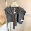 Korean-Style Cropped Wool Shawl for Women: Versatile Knit Scarf & Faux Collar Wrap