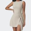 women's Sleeveless Wrap Tie Skirt Overlay One-Piece Sports Dress Anti-Exposure Short Jumpsuit
