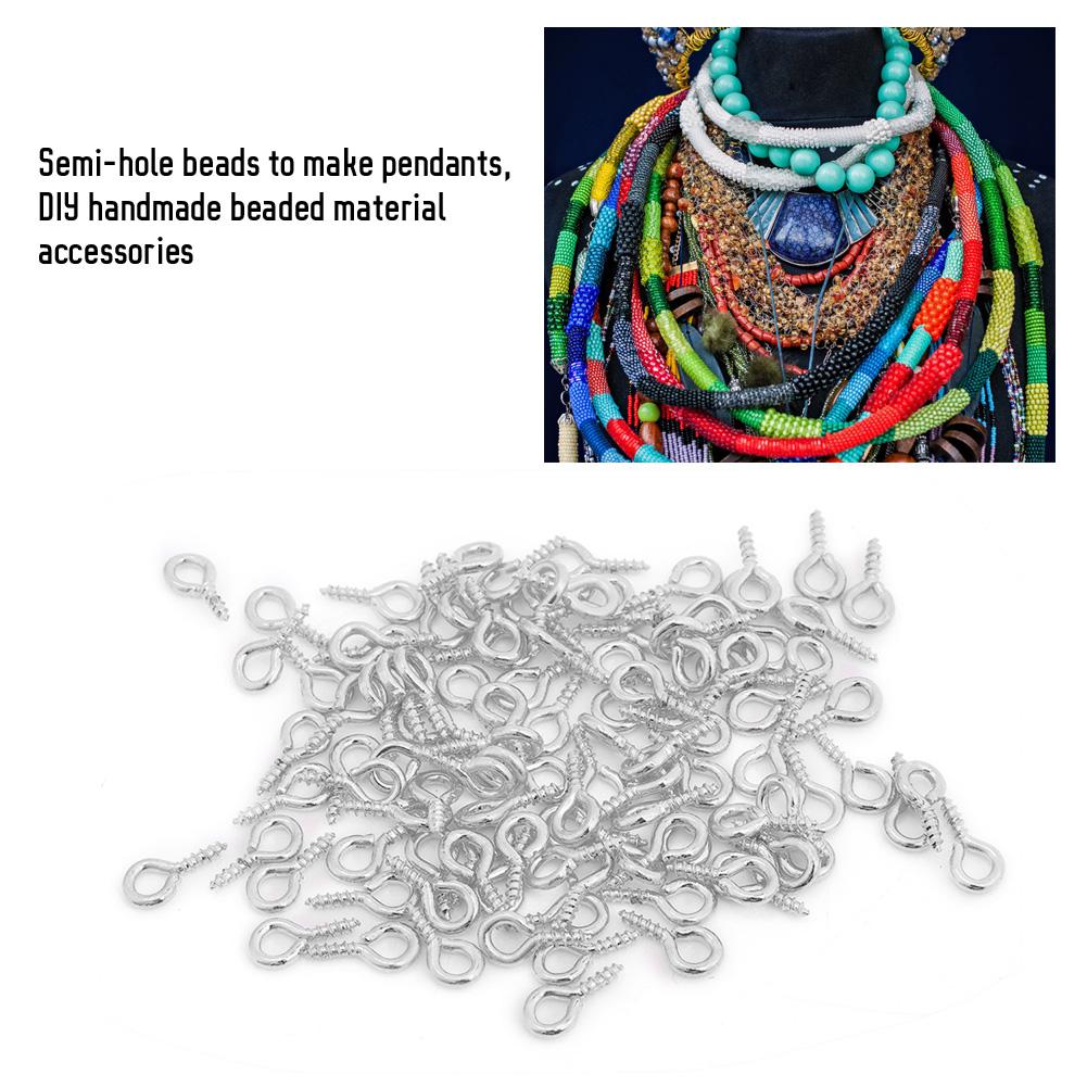 100 шт DIY металлический винт глаз штифт сверло крючок петля глина смола ювелирные изделия аксессуары (Серебряный)