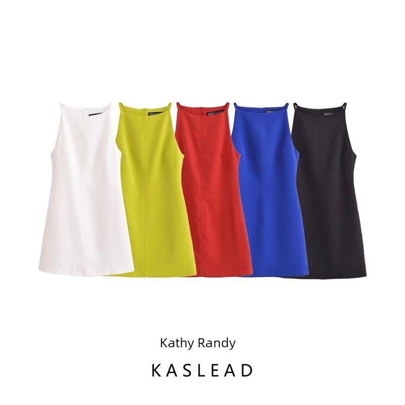 Kaslead New Arrival Women's Clothing Fashion Style Fashion Slim-Fitting Simple Straight Collar Sleeveless Dress 9479049