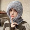 Зимний теплый вязаный комплект шапка-шарф с флисовой подкладкой, непродуваемые наушники для женщин, для активного отдыха, велоспорта, ветрозащитная многофункциональная шапка-бини
