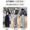 Side Striped Wide-leg Pants Women's Autumn and Winter New Lazy Style High Waist Loose and Thin Straight Sports Casual Pants
