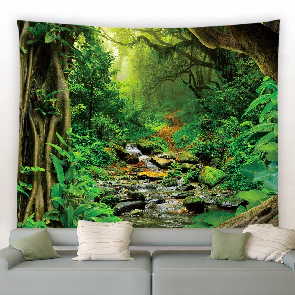 Фэнтези Грибы Цветы Растения Деревья Природный Пейзаж Настенный Гобелен Гостиная Спальня Украшения Тропический Лес Гобелен