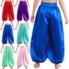 Kids Girls Belly Dance Pants Bloomers Satin Harem Pants Loose Casual Baggy Pants Trousers Halloween Arabic Lantern Pants