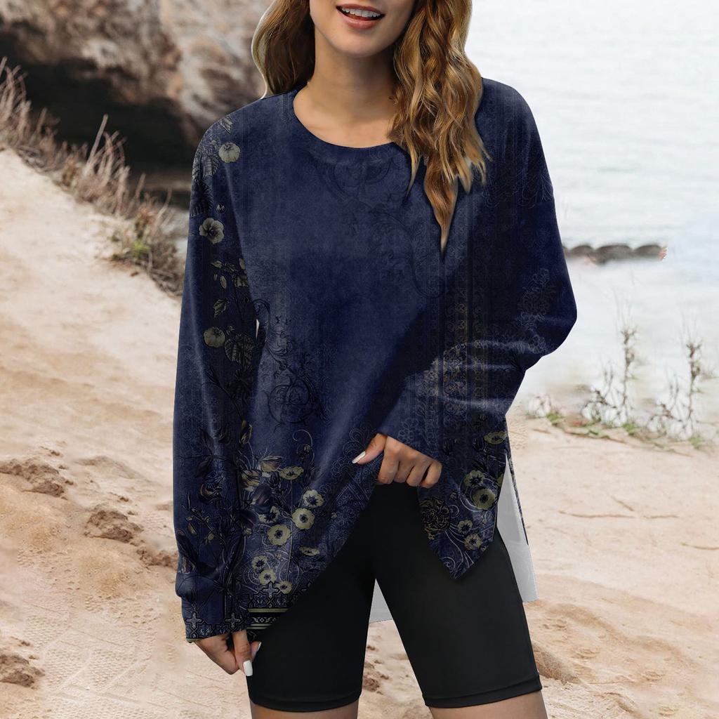 Женский модный пуловер с круглым вырезом и длинным рукавом с принтом, верхняя толстовка