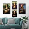 Vintage Mona Lisa with Cat Canvas Painting Funny Posters and Prints Wall Art Pictures for Living Room Home Decoration Cuadros