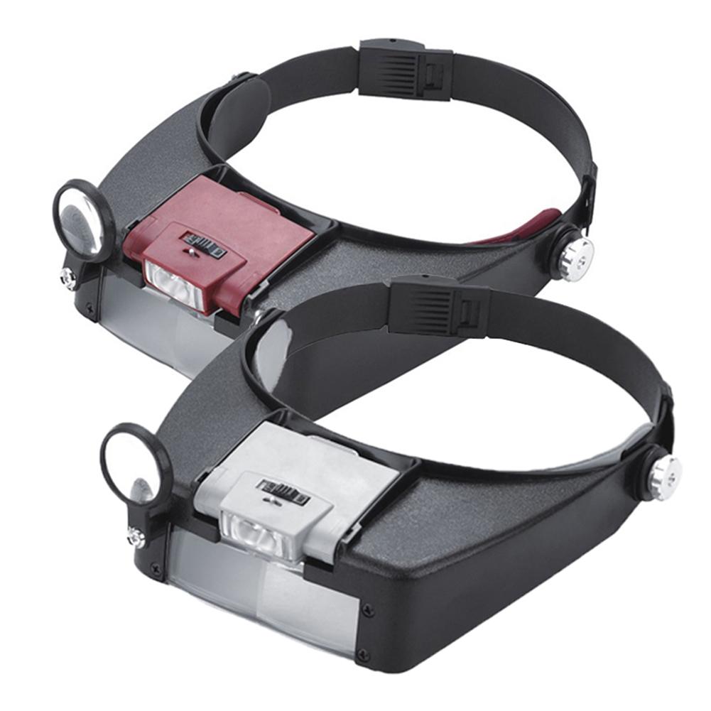 Светодиодная налобная лупа 1.5x 3x 8.5x 10x Подсветка Легкая Регулируемая лента Принадлежности для ремонта часов