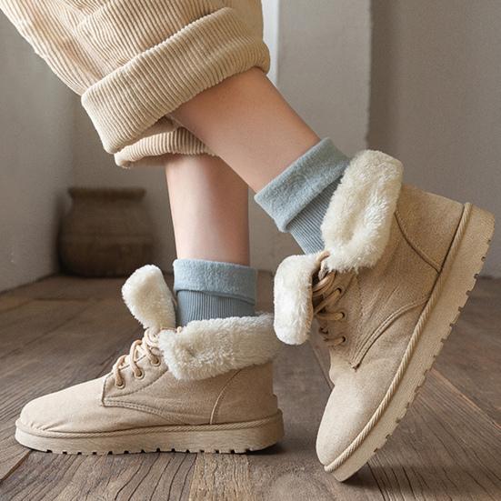 5 Pairs Winter Snow Socks Unisex Thick Plush Mid-tube Thermal Elastic Anti-slip Solid Color Slim Socks for Skiing Skating Camping