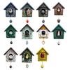 Whimsical Kinetic Art Birdhouse Wall Decor Handmade Wooden Decorative Wall Ornament Patchwork Garden Decoration