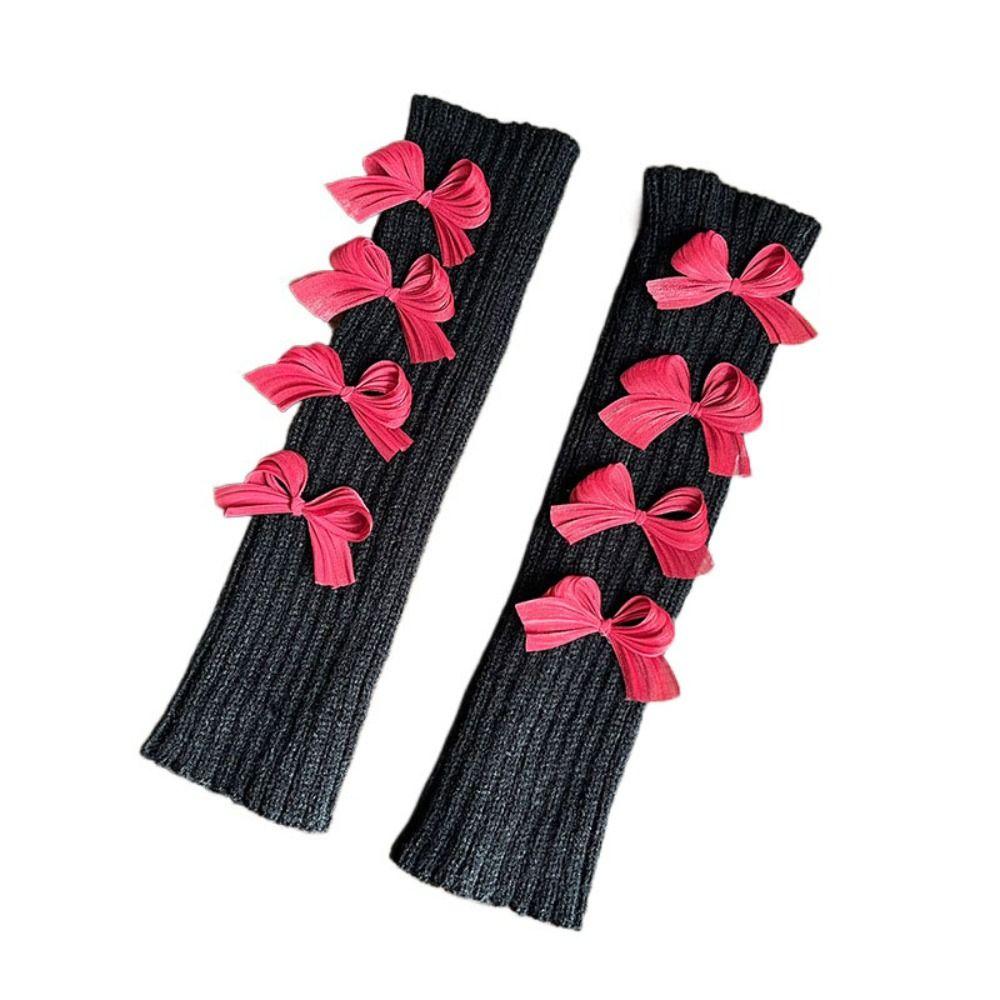 Solid Color Arm Warmers Y2k Wool Sleeve Cuff Punk Fingerless Gloves Ladies