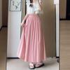 Fashionable Thin Ice Silk Wide Leg Pants, Summer High Waist A-line Skirt for Petite Women, Slimming Style