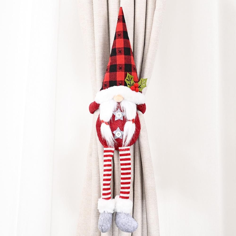 Christmas Santa Cartoon Doll Curtain Buckle Cartoon Doll Kid Stuffed Plush Toy Creative Decoration Ornaments Children Xmas Gift