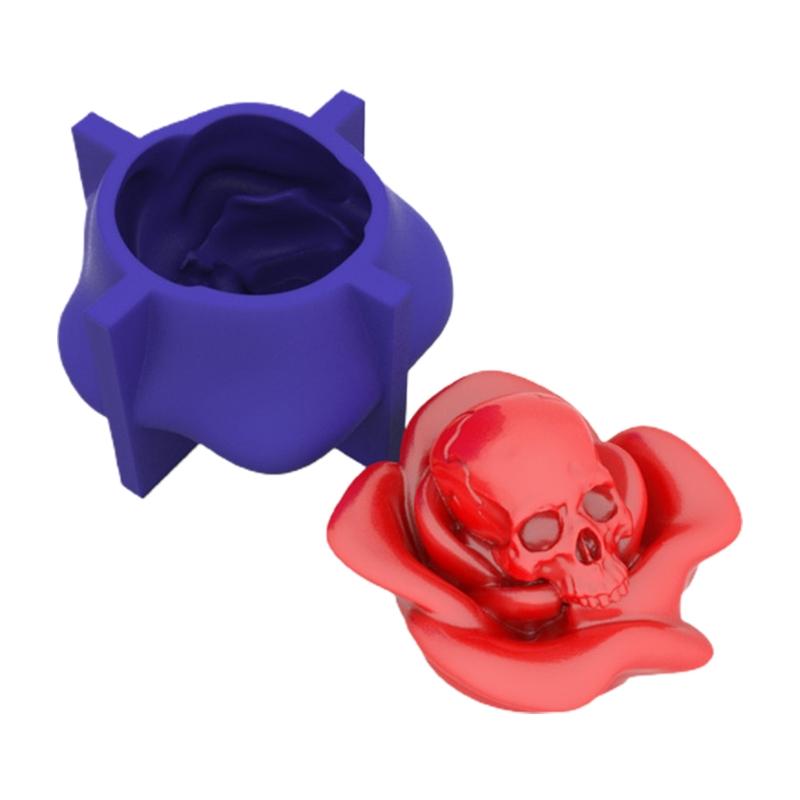 Череп с розой 3D Форма для свечей и мыла DIY Форма для эпоксидной смолы Ручная работа Свечи Ароматический воск Формы для мыла для украшения
