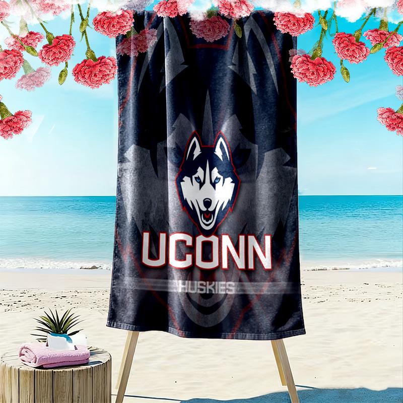 UConn Huskies 2D Flat Print Beach Towel, Large Soft Quick Dry Towel for Beach Camping SwimmingZSTJ0915267