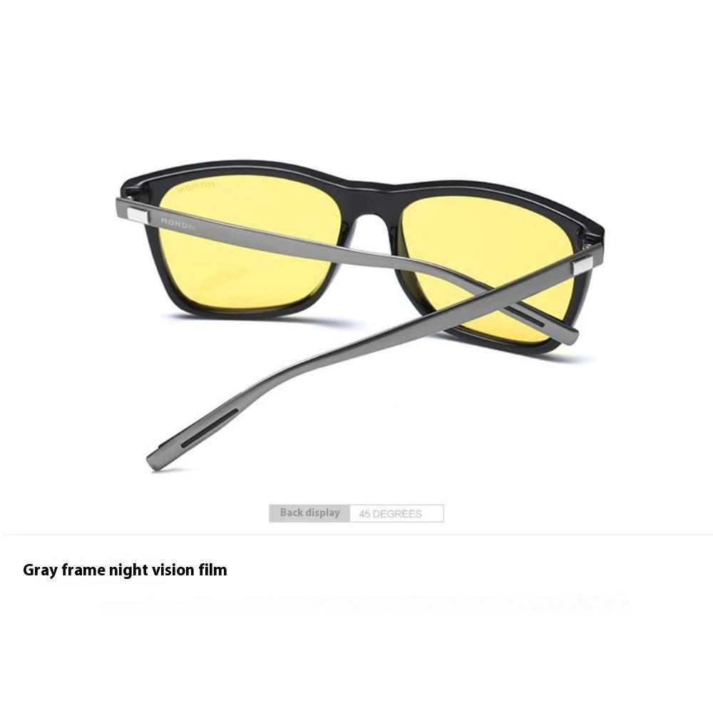 aoron Men's and Women's Polarized Sunglasses Aluminum Magnesium Glasses Legs Sunglasses Box Driving Sunglasses Night Vision