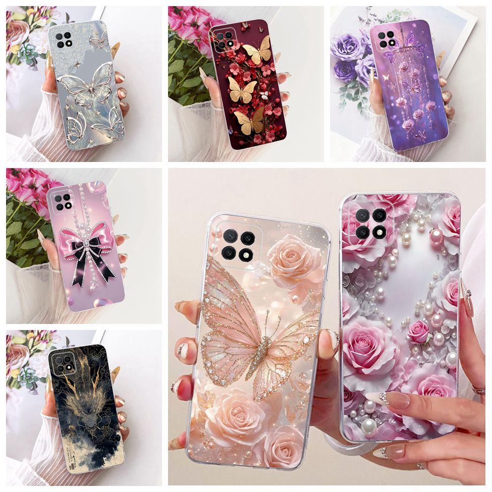 Clear For Oppo A73 5G CPH2161 Phone Case For Oppo A73 5G Cover Aesthetic Luxury Cute Cat Fashion Butterfly Funny Painted Casing