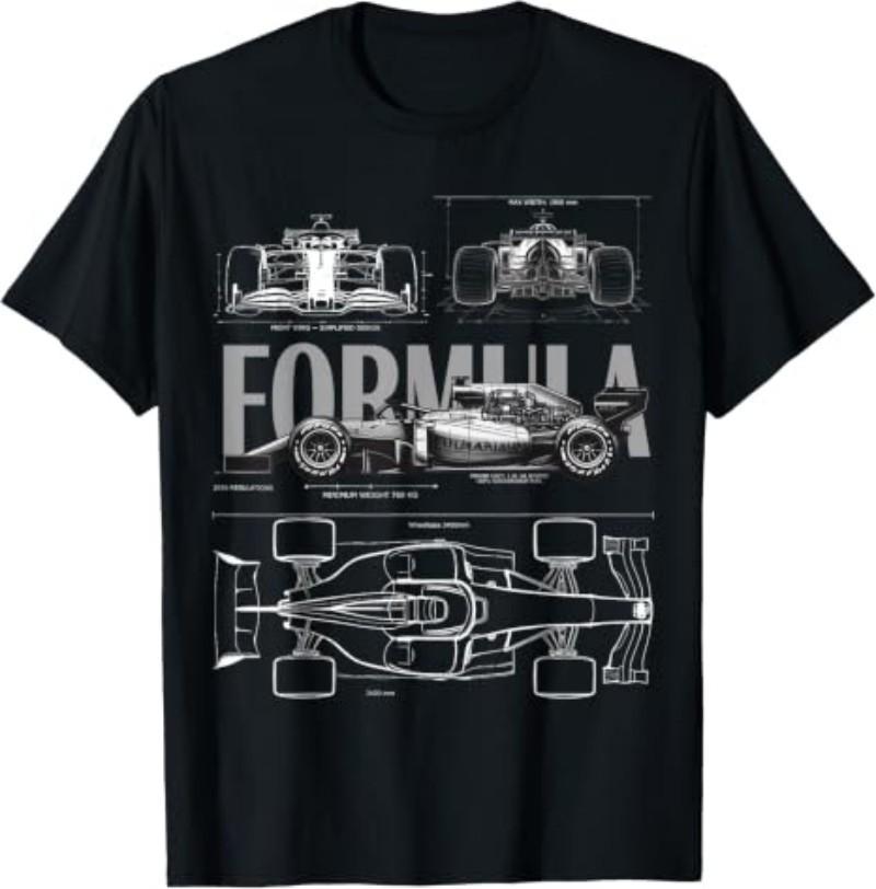 2026 Racing Car Blueprint Silhouette Graphic Unisex Short Sleeve T-Shirt