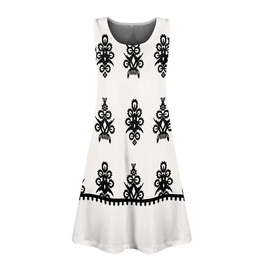 Women's Summer Casual U-shaped Tie Pocket Popular Floral Print Dress