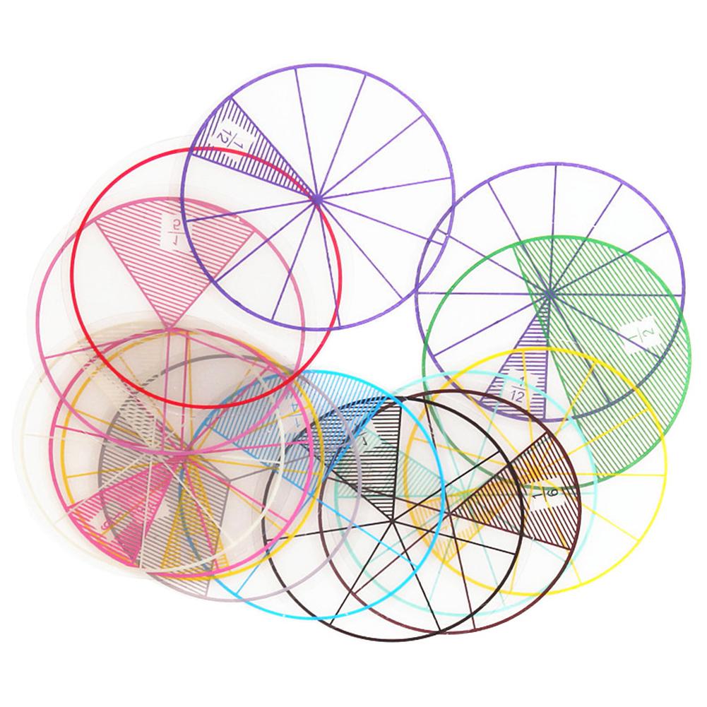 12Pcs Numbered Fractions Circles Chips Mathematics Learning Education Kids Toy Educational Kits for Childre Teaching Resource