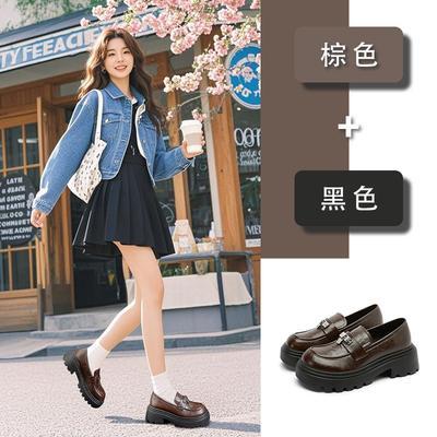 Лоферы женские 2025 осень и зима новая платформа кожаная одинарная обувь универсальный британский стиль маленькие кожаные туфли