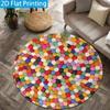 Vibrant Rainbow Stone Mosaic Printed Round Carpet, Cute Bohemian Style Anti-slip Rug for Entryway Nursery Lounge Floor Decor