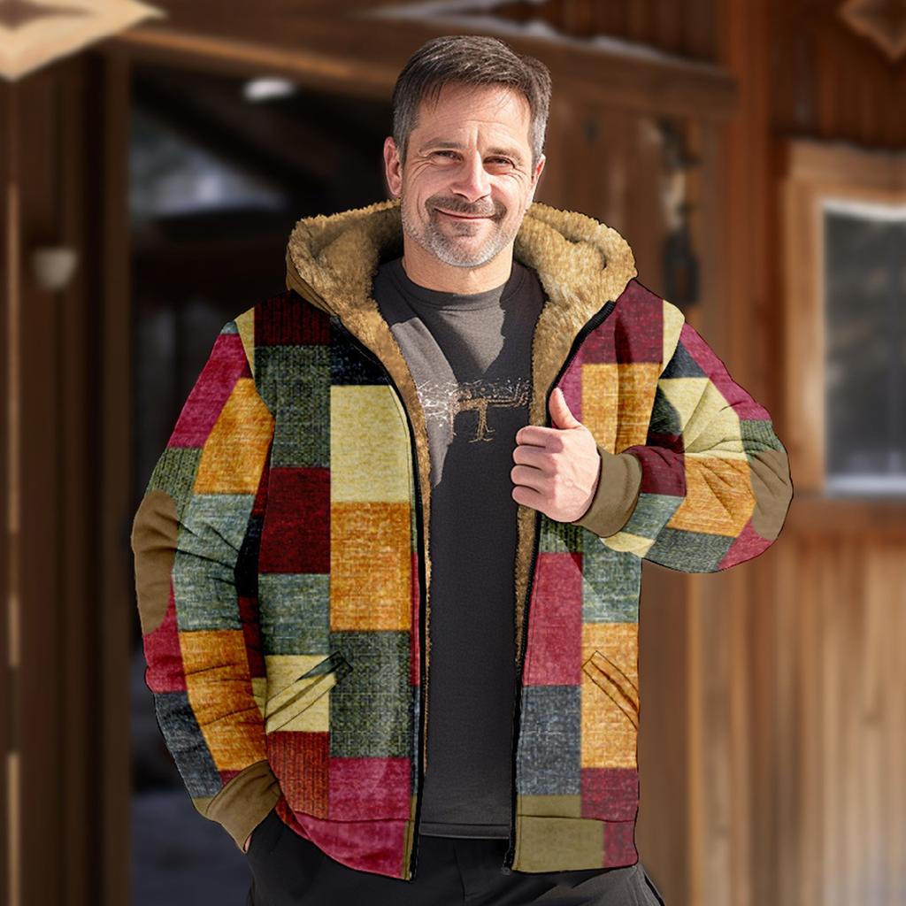 Men's Print Jacket Men's Spring And Autumn Casual Trend Zipper Hooded Jacket