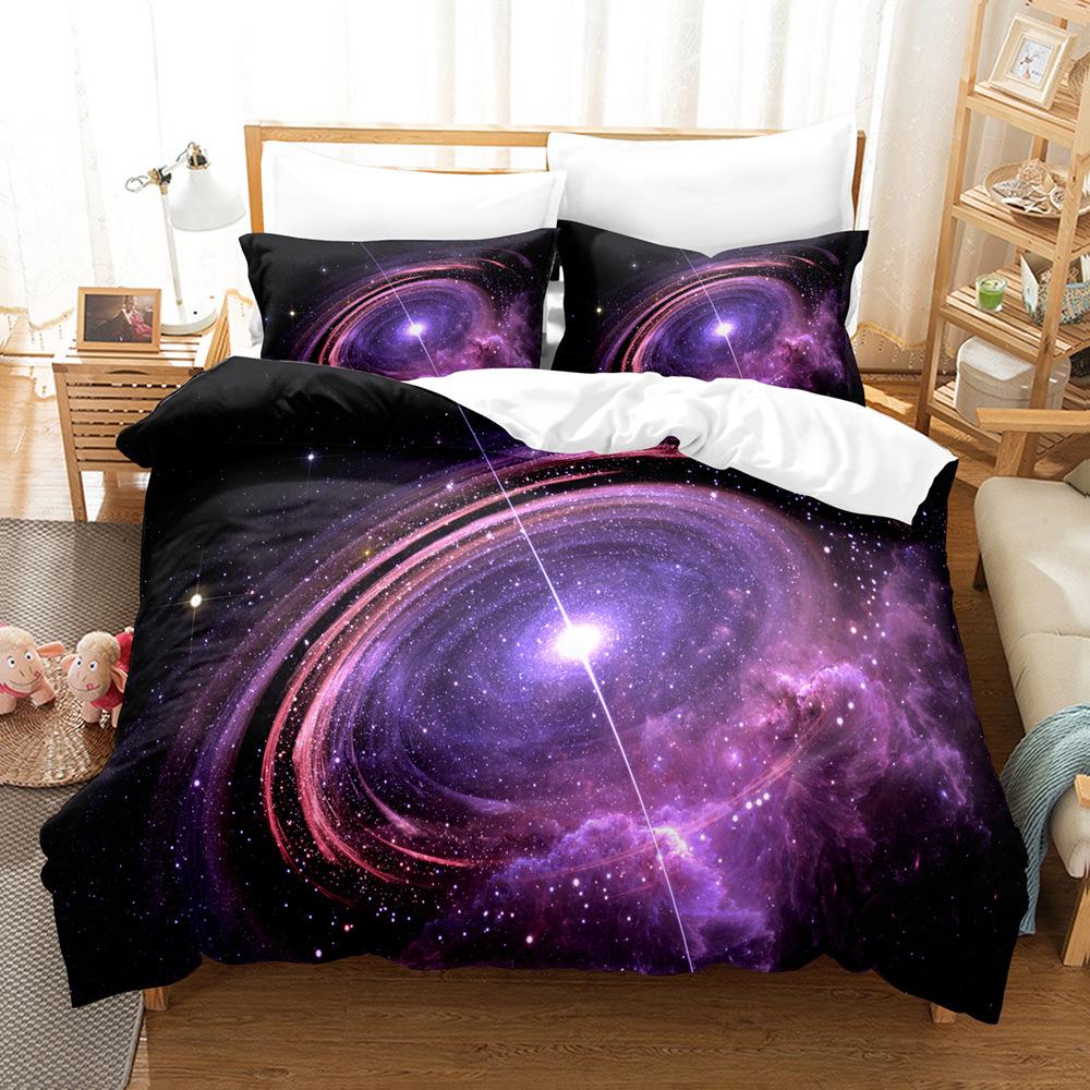 Домашний текстиль Звездный узор Три предмета Цифровая печать Простыня Пододеяльник Комплект
