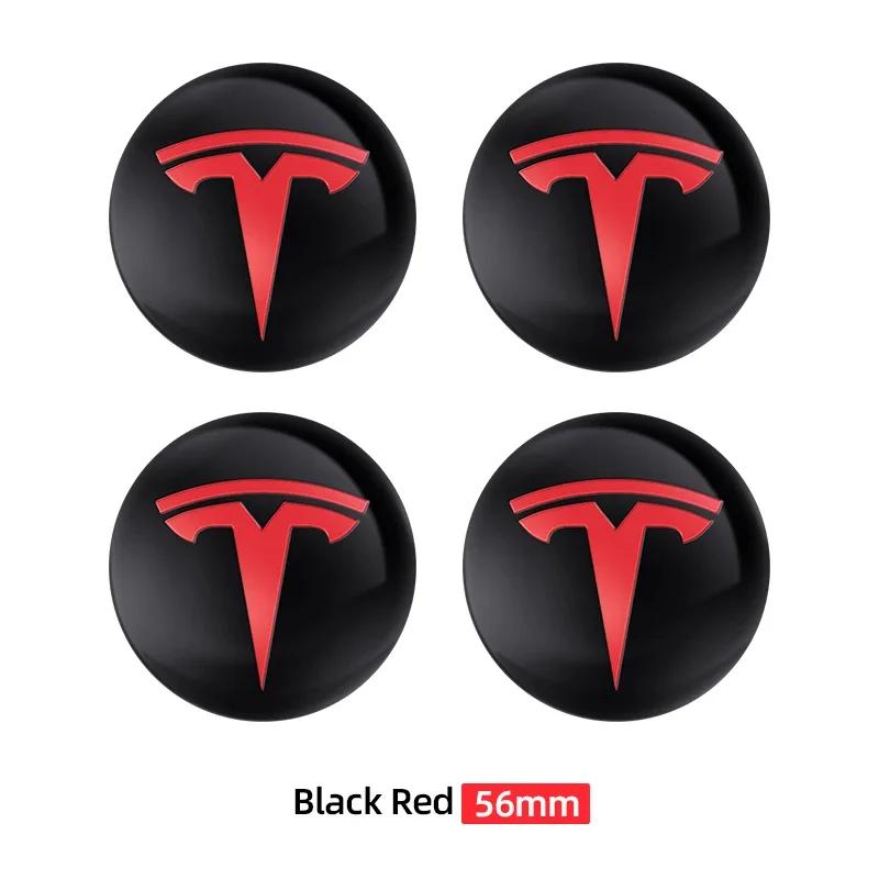 4Pcs 56mm Car Wheel Center Hub Caps Emblem Stickers Auto Rim Cover Accessories For Tesla Model 3 S X Y Roadster SpaceX