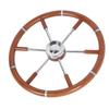 Teak Wood Handle Boat Steering Wheel 6 Spoke 304 Stainless Steel Center Frame Replacement Yachts Steering Wheel for 5