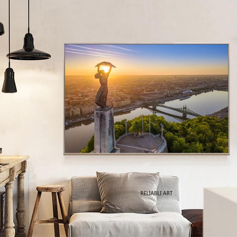 Природа абстрактный пейзаж здание холст картина настенные художественные постеры принты настенные панно для гостиной домашняя стена Cuadros Декор