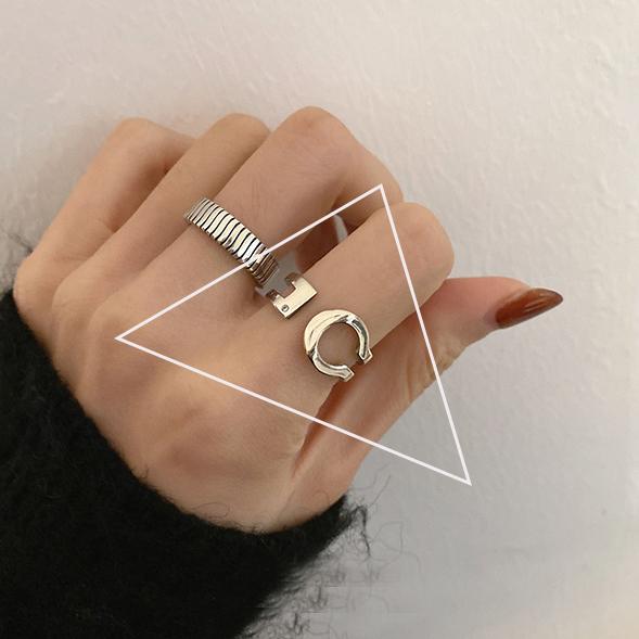 Серебряное кольцо 925 пробы, корейское, геометрический витой плетеный открытый дизайн, женская мода, индивидуальность, простой тренд, ретро, крутые украшения