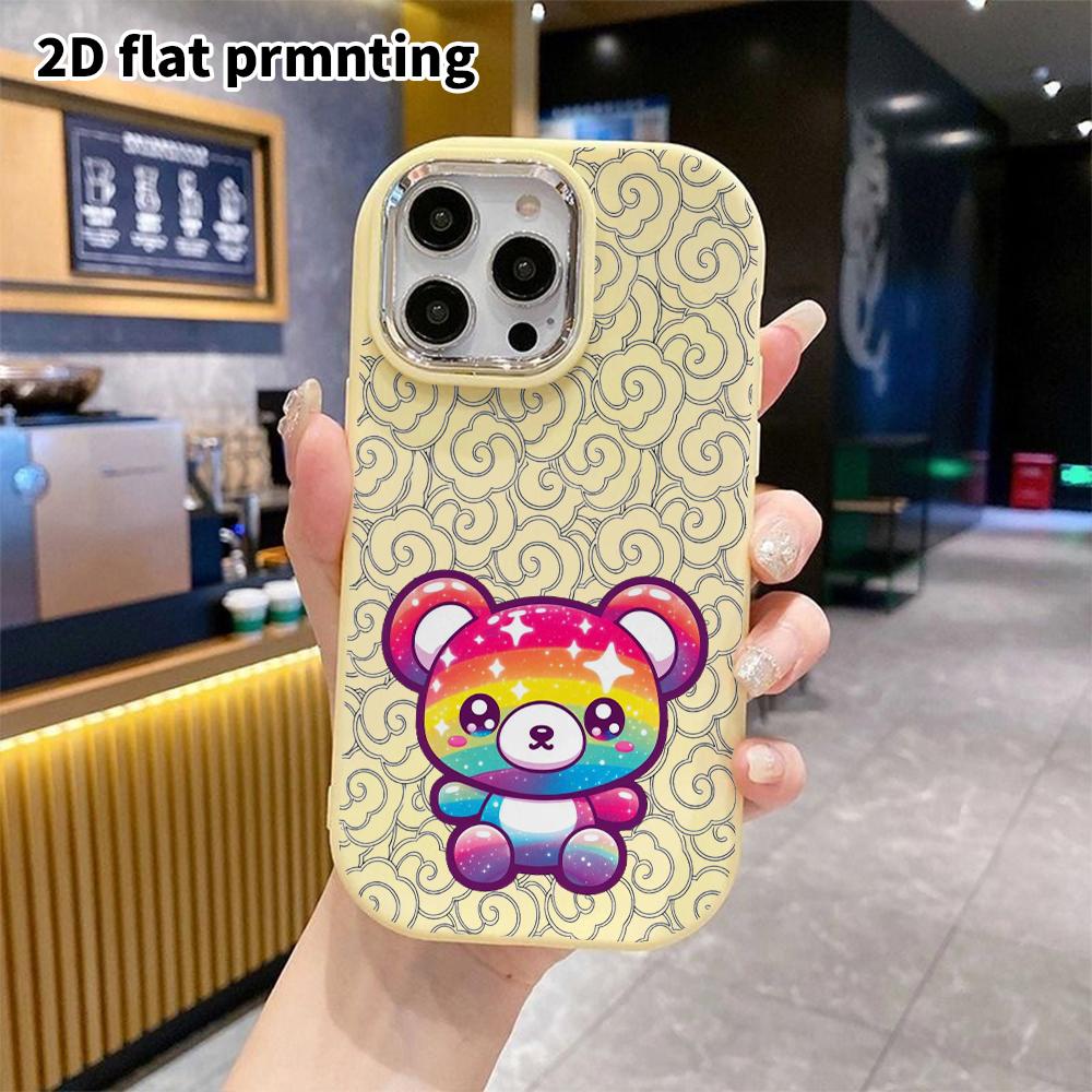Phone Case: 2D flat design suitable for iPhone 18 17 16 15 14 13 Pro protective case, couple style, striped bear, Christmas and Halloween gift