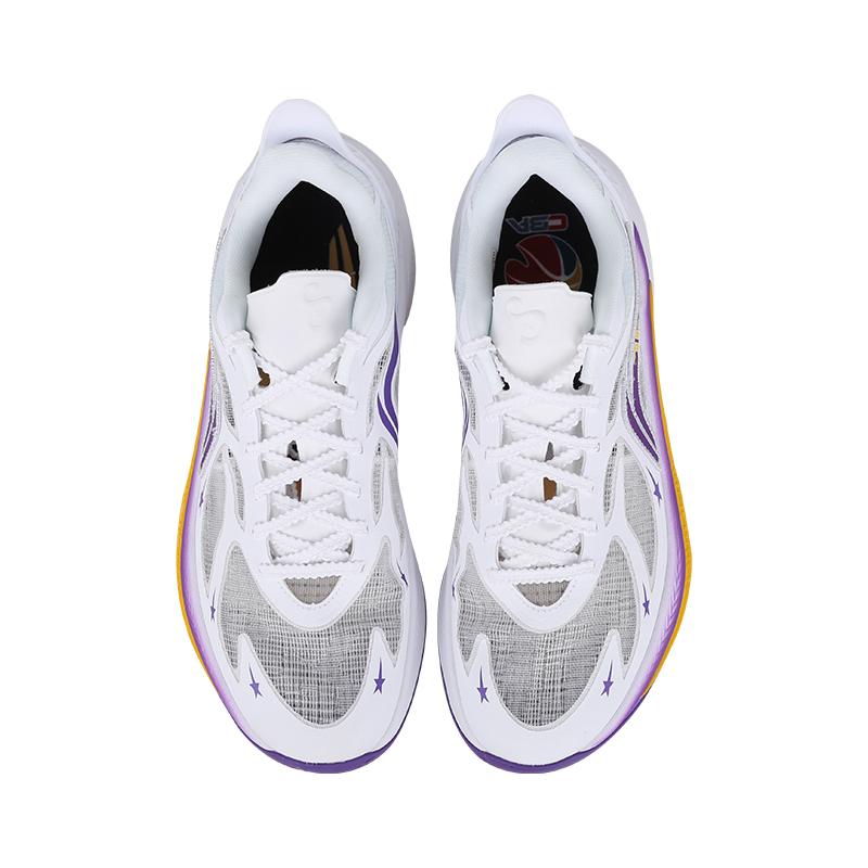 Баскетбольные кроссовки Li Ning Sonic 12 PE с амортизацией, прочные, низкие, мужские, белые, фиолетовые, ABAU019-13