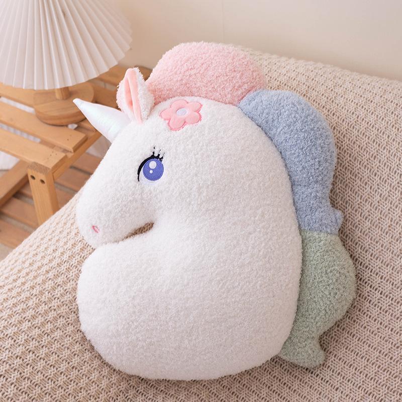 Soft Plush Rainbow Throw Pillow Stuffed Heart Pumpkin Hug Cushion Unicorn Plush Toy Massage Pillow for Girl Bedroom