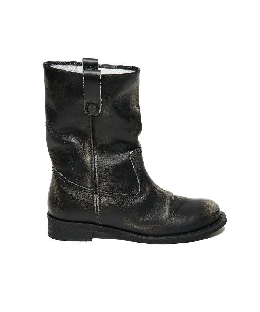Partimento Women Wrinkled Leather Pecos Boots_Black