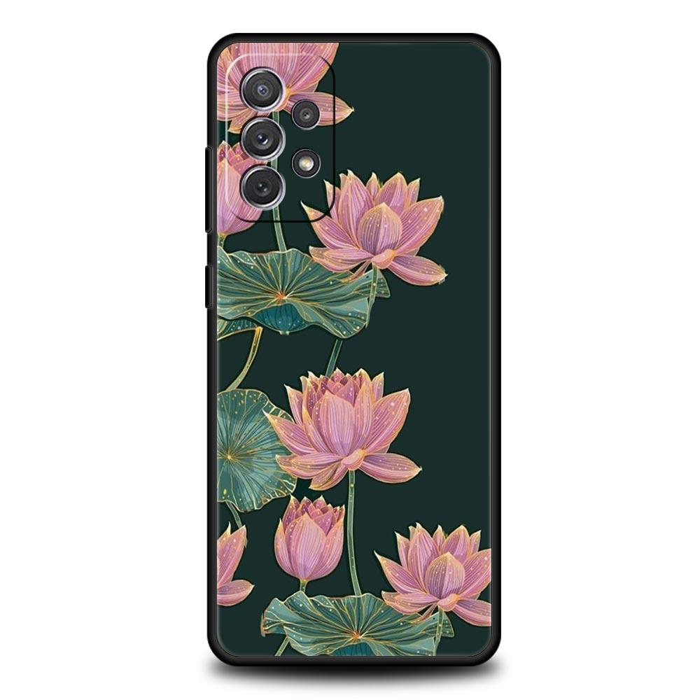 Чехол для телефона Samsung Galaxy A17 A15 A13 A51 A71 A41 A31 A21S A07 A03S A05 A35 A55 A23 A25 A33 A53 A73 5G Cover с узором Лотоса
