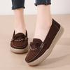 Spring and Autumn Leather Soft-soled Bow Women's Flat-bottomed Casual Single Shoes Comfortable and Versatile Mom Shoes