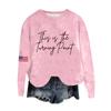 Women's Fashion Round Neck Pullover Top Long Sleeve Tee Printed Sweatshirt