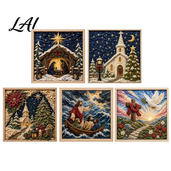 Christian Home Decor Projects 3D Fabric Poke Art Kit for Adults Faith Inspired Holiday Craft Kit DIY Christmas Wall Handmade Religious Gift Layered