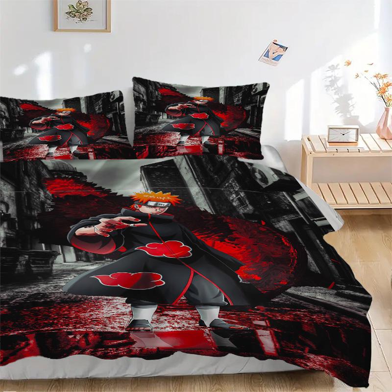Naruto Black Print 3Pcs Bedding Setduvet Cover With 2 Bedropillowcase Home Birthday Gift