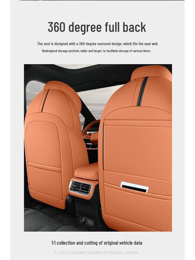 Nezha L Universal Full Leather Car Seat Cushion - Perforated, Full Surround, All-Season Cover.